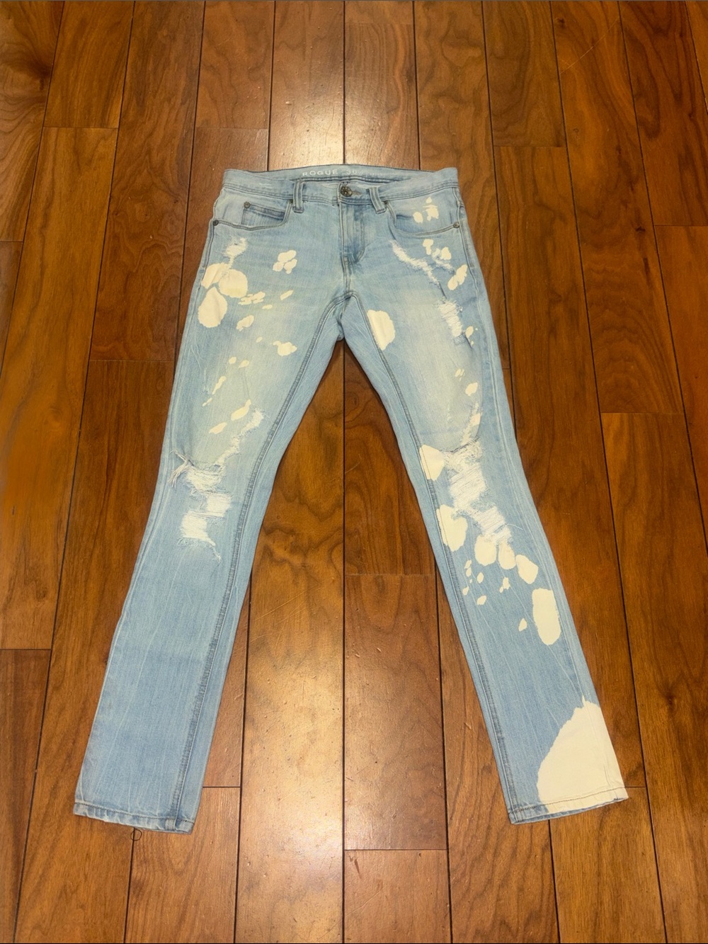 Rogue Light Blue Skinny Jeans with White Paint-Splash